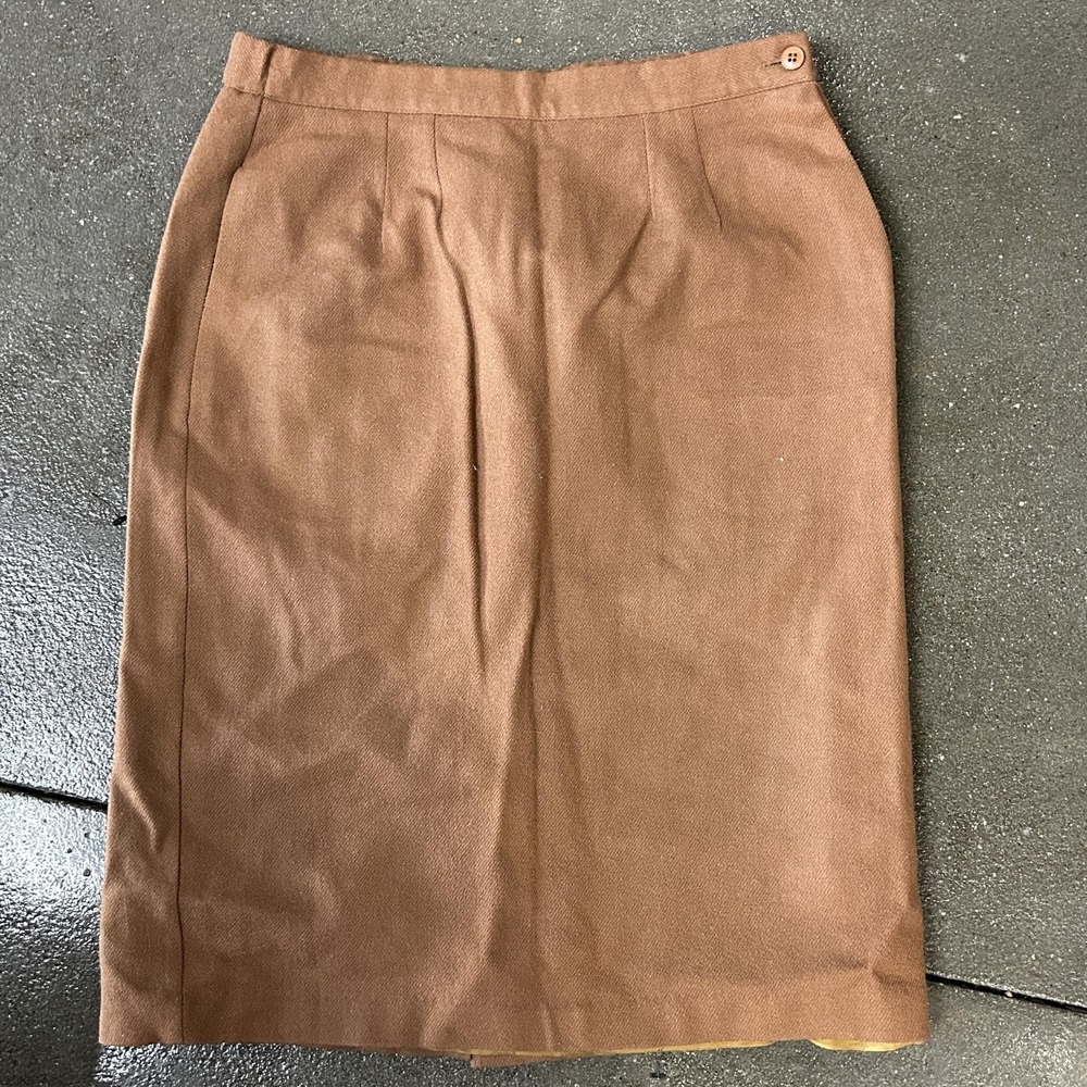 Vintage 90s Azzurri Skirt Womens 32" Brown Pencil Knee Length Lined Twill Office